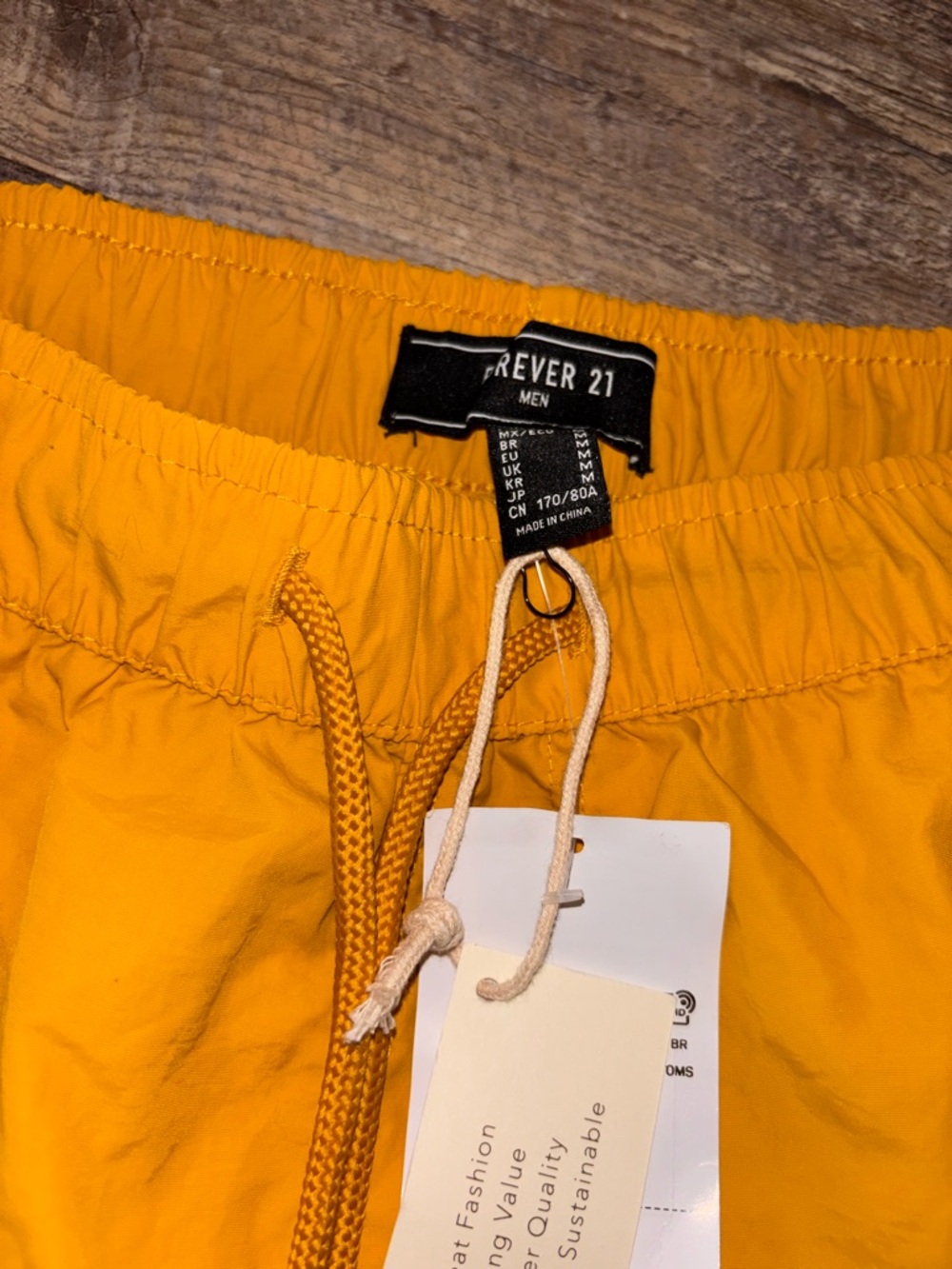 Forever 21 Men Bright Mustard Drawstring Shorts
